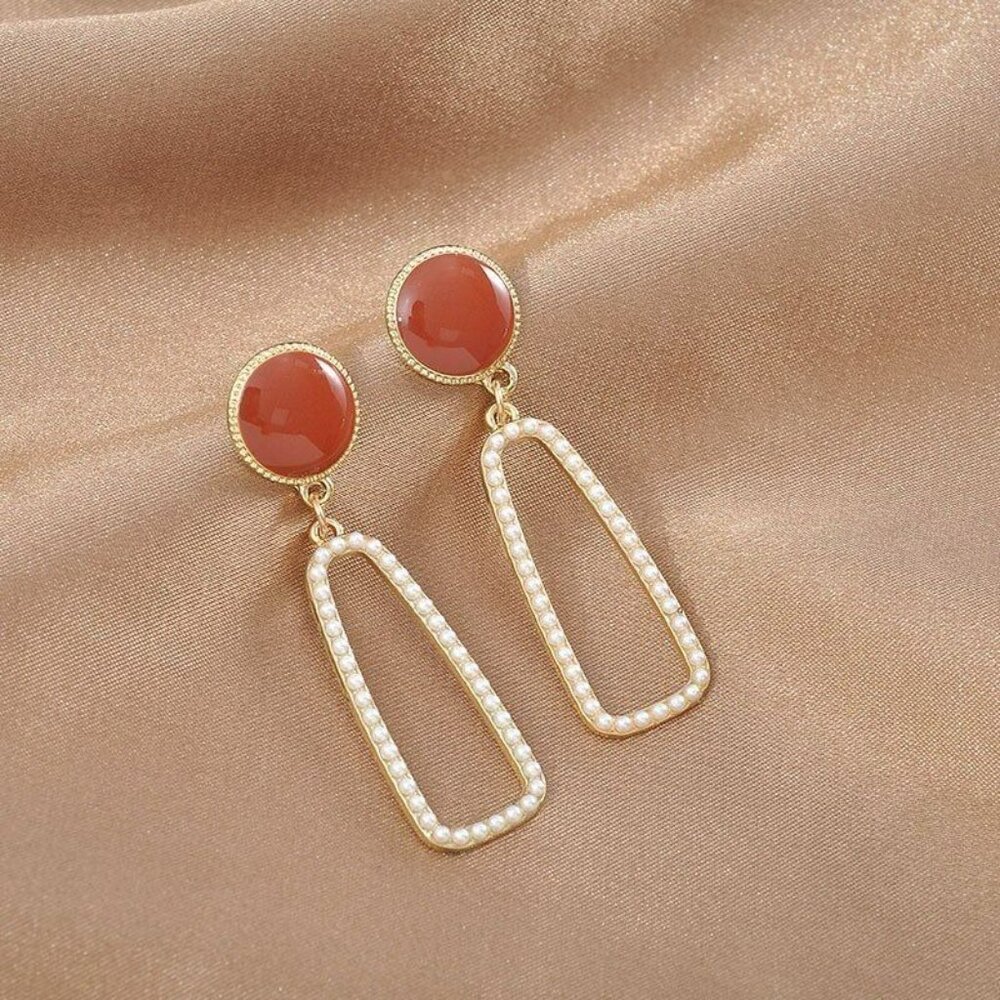 Lauren Ellie Rectangular Dangle Sweet Pearl Accented Earrings Gift Packaged - Picture 9 of 9